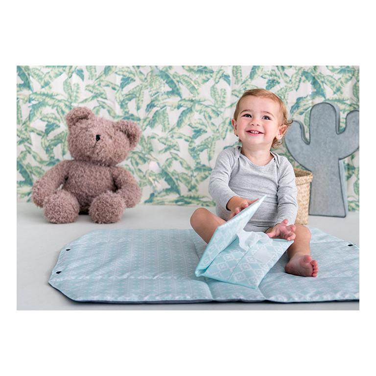 KipKep Play Mat & Changing Mat with Nursery Bag - Grey Rocky Mint